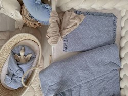 Slika 2- delna posteljnina Infantilo muslin DOTS BLUE 