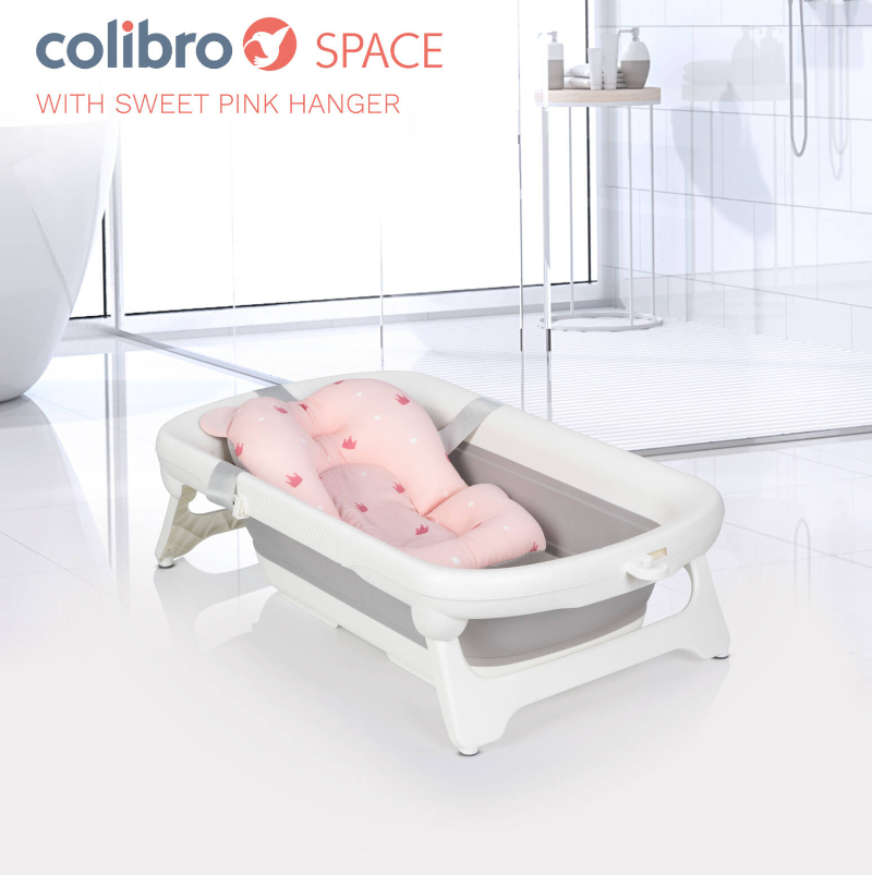 Slika Colibro SPACE zložljiva silikonska kad s termometrom SWEET PINK
