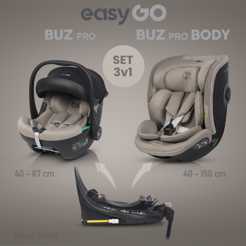 Slika Modularni set Easy go Buz Pro (isofix + lupinica) + Buz Pro Body (avtosedež) TAUPE