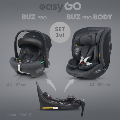 Slika Modularni set Easy go Buz Pro (isofix + lupinica) + Buz Pro Body (avtosedež) GRANITO